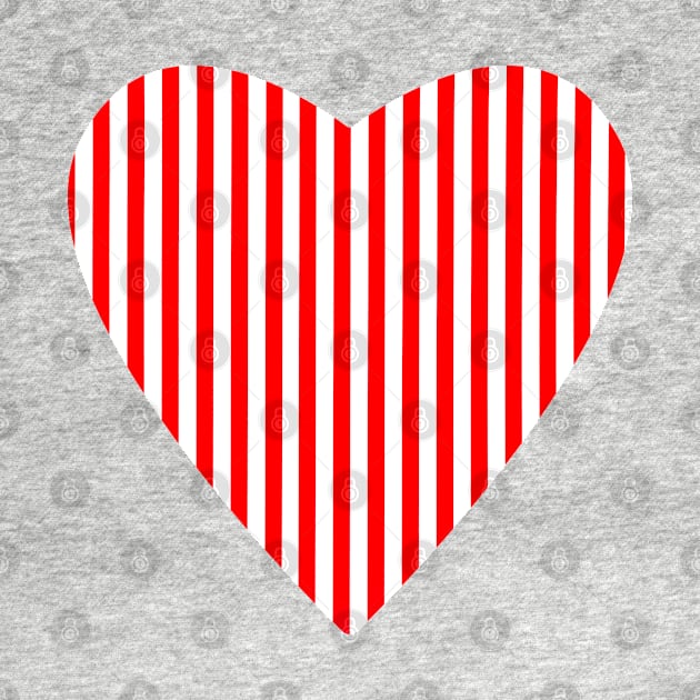 Red and White Stripes Heart by In Beauty We Trust